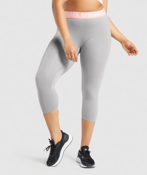 Leggins Gymshark Fit Seamless Cropped Mujer Grises Claro | MX 067QCY